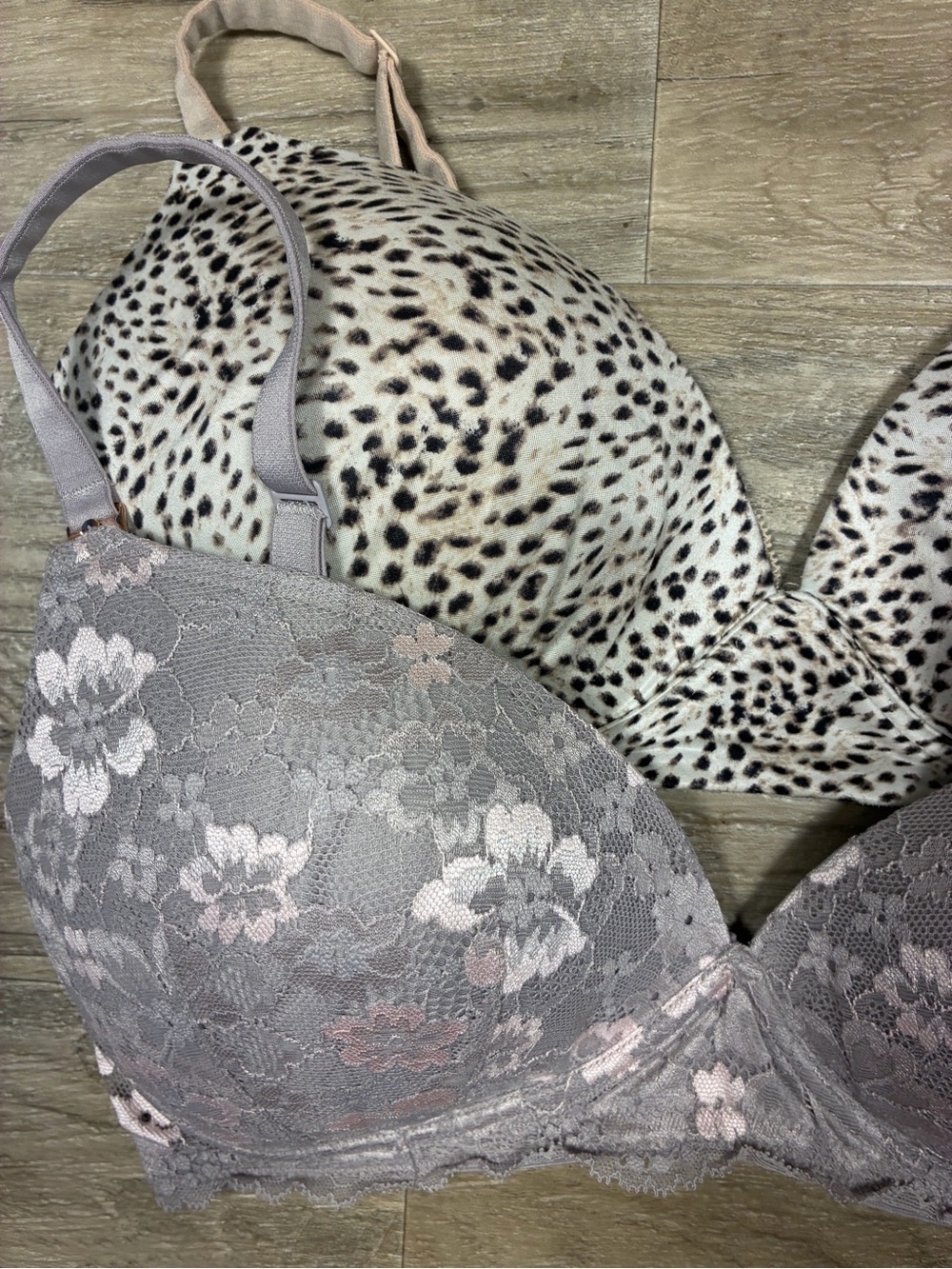 Victoria Secret 2 Wirefree Nursing Bras Lace Leopard Print - Picture 4 of 11